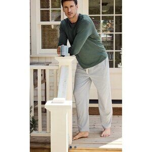 LAKE Men's Pima Sleep Pants in English Ivy Bar Stripe elastic waist pockets XL